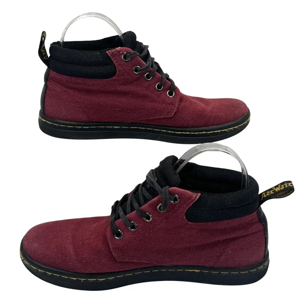 Dr. Martens‎ Leyton Burgundy Canvas Chukka Boots Maroon Sneaker Boots W6 EU37